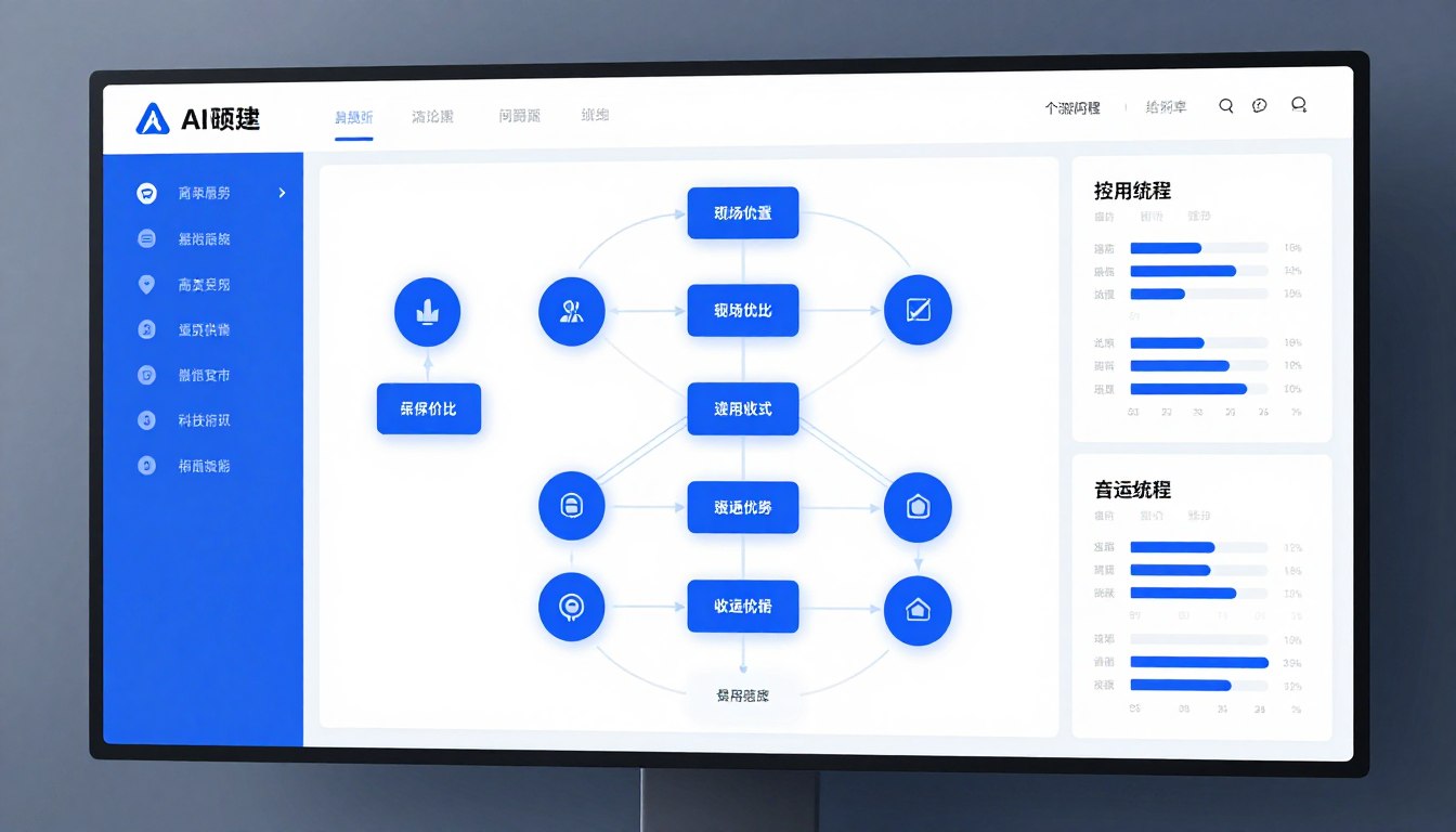 Modern AI automation dashboard showing business process workflows