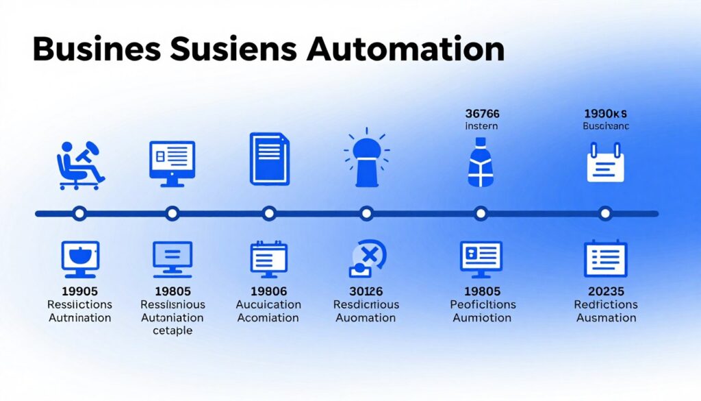 Timeline showing evolution of business automation from basic to AI-powered systems