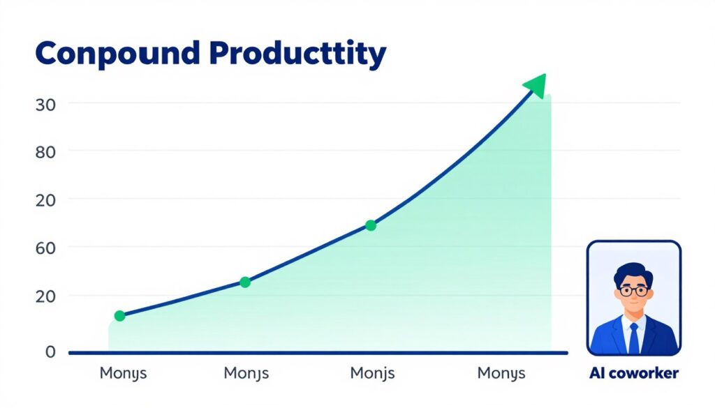 Productivity growth chart showing compound benefits of using Claude Cowork over time